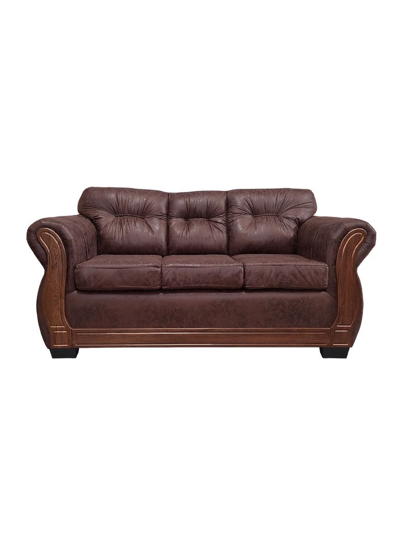 Sofa Con Respaldo Confortable 3 Personas Taurus Envejecido X  Cafe Oscuro