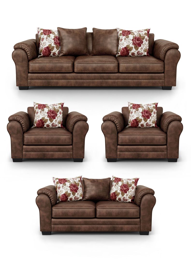 Living 9 Cuerpos 4+3+1+1 XL Con Resorte Estructural Grandon Envejecido