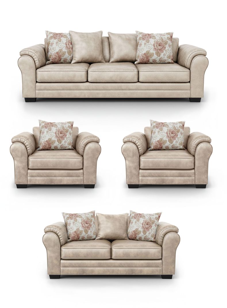 Living 9 Cuerpos 4+3+1+1 XL Con Resorte Estructural Grandon Envejecido