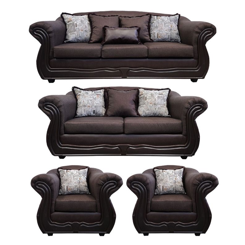 Living Con Resorte Estructural 9 Cuerpos 4+3+1+1 Grand Bufalo Chocolate Rayado Version PREMIUM Cafe