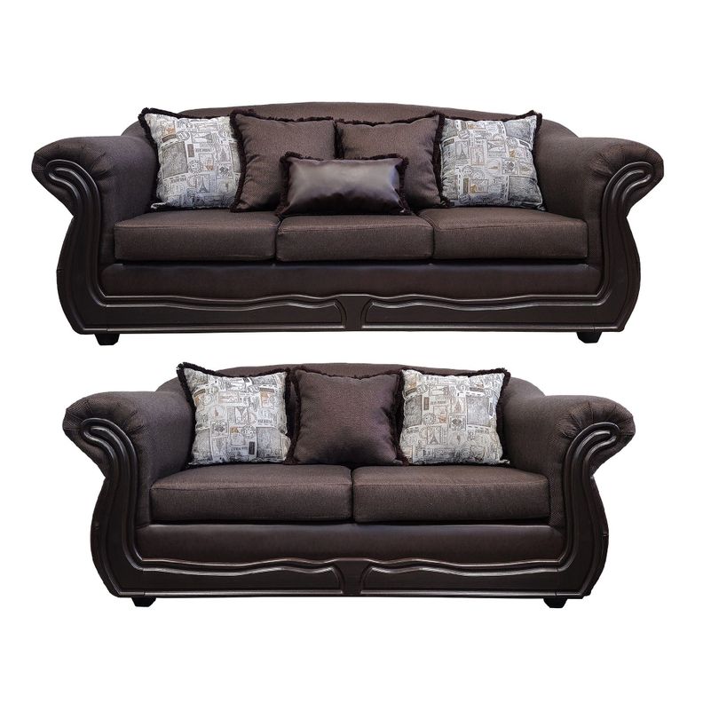 Living Con Resorte Estructural 7 Cuerpos 4+3 Grand Bufalo Chocolate Rayado Version PREMIUM Cafe