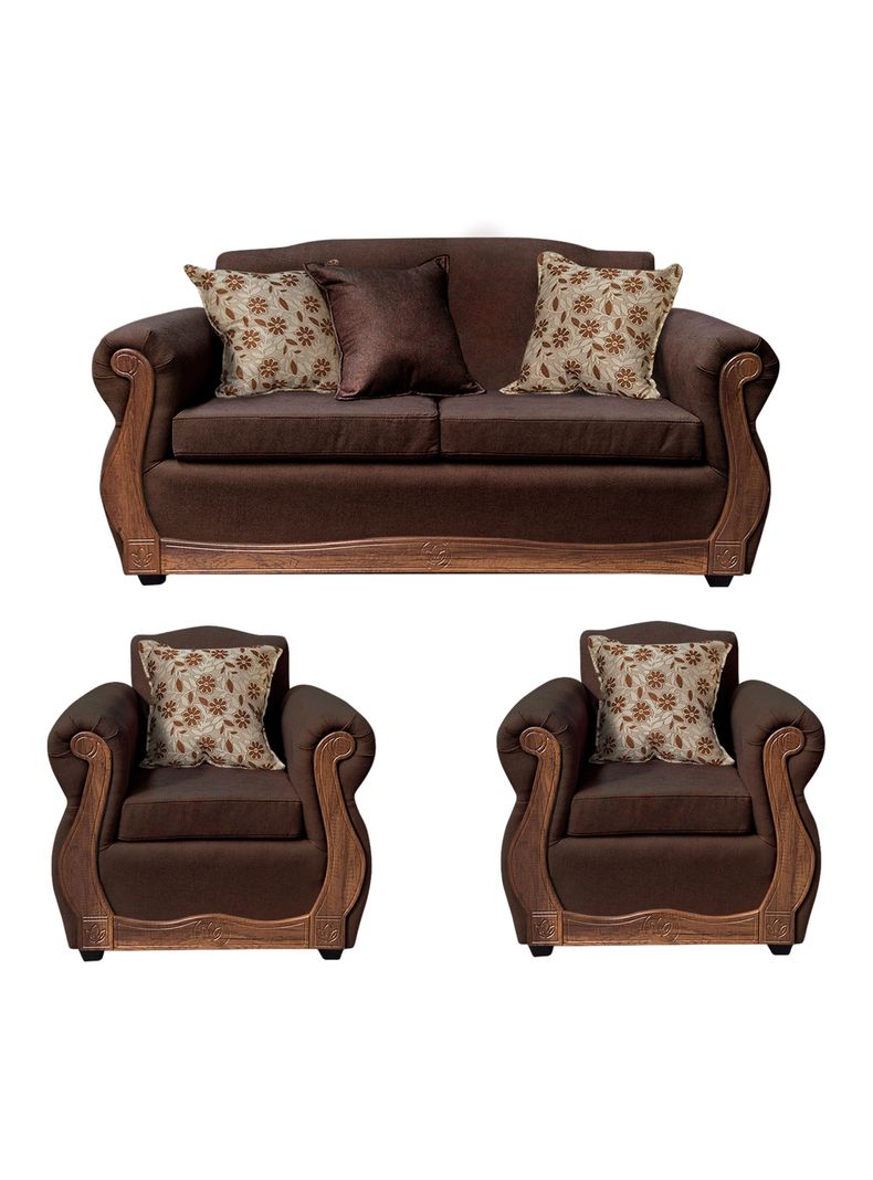 Living Con Resorte Estructural 5 Cuerpos 3+1+1 Gran Santi Chenille X Cafe Oscuro