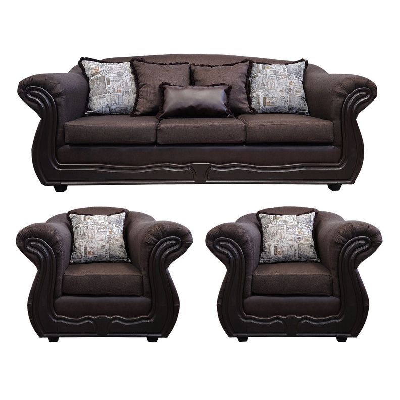 Living Con Resorte Estructural 6 Cuerpos 4+1+1 Grand Bufalo Chocolate Rayado Version PREMIUM Cafe
