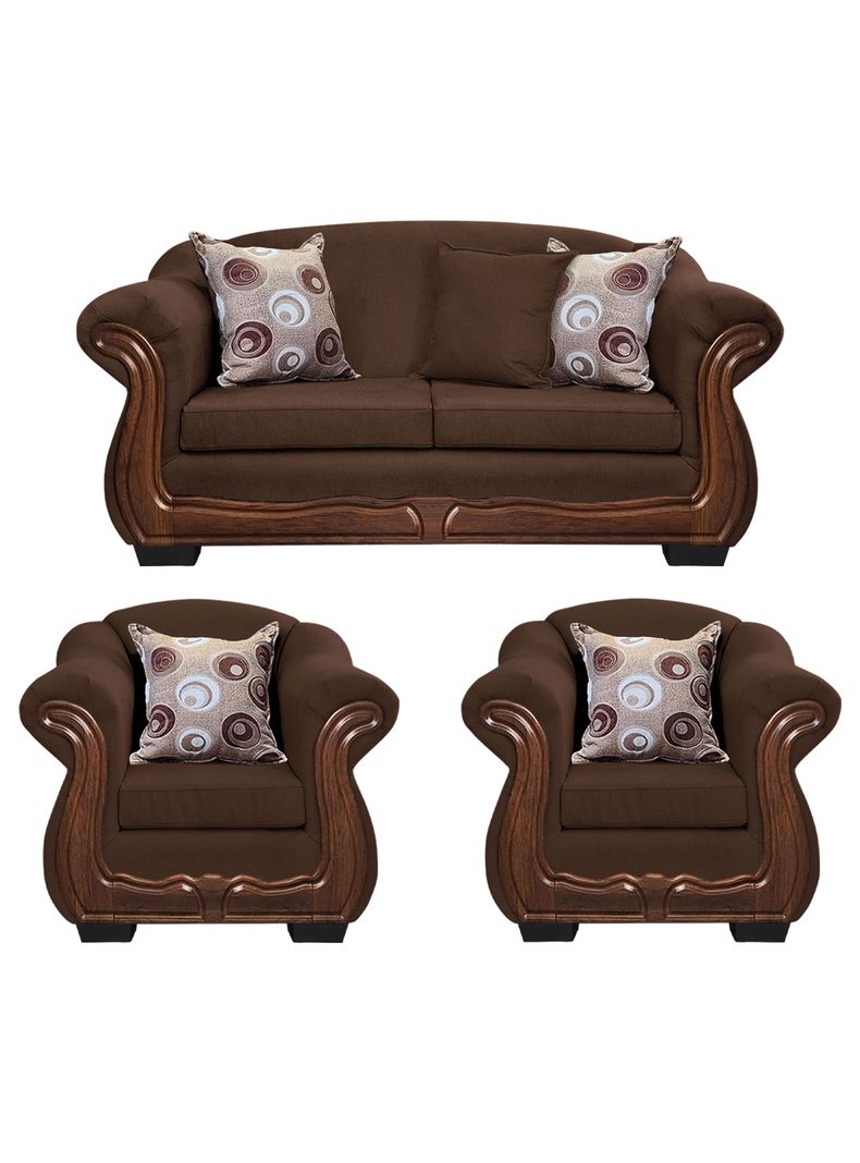 Living Con Resorte Estructural 5 Cuerpos Bufalo 3+1+1 Chenille X Cafe Oscuro