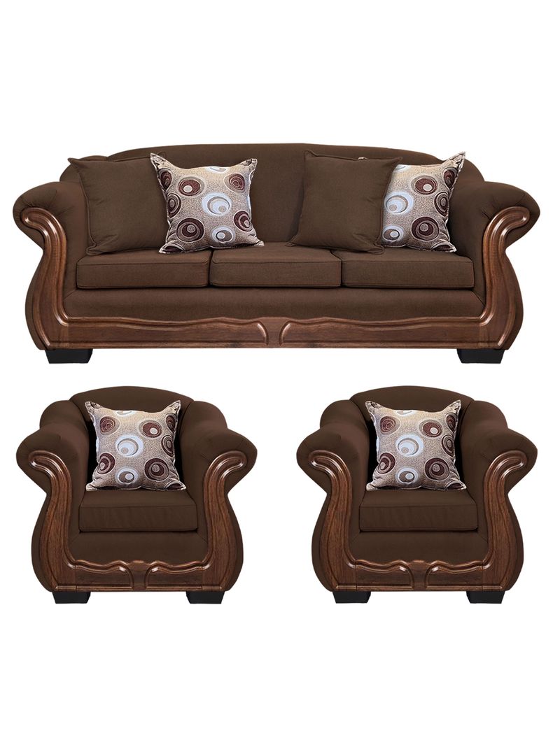 Living Con Resorte Estructural 6 Cuerpos Bufalo 4+1+1 Chenille X Cafe Oscuro