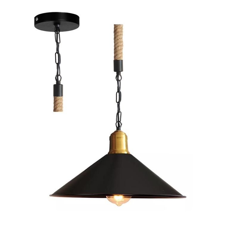 Lampara Colgante Campana 30cm Con Cuerda-1