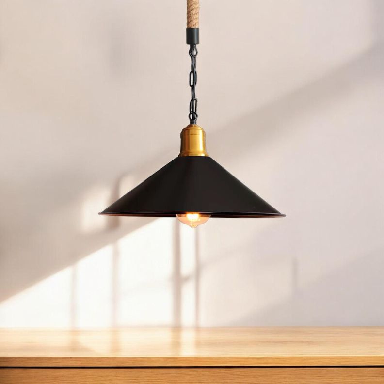 Lampara Colgante Campana 30cm Con Cuerda-2