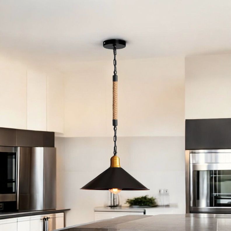 Lampara Colgante Campana 30cm Con Cuerda-3