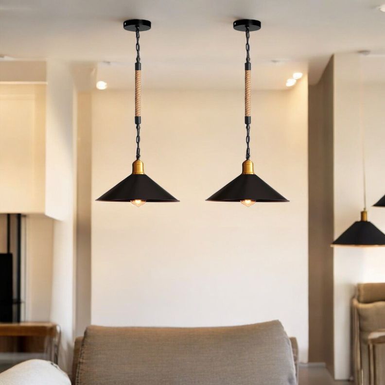 Lampara Colgante Campana 30cm Con Cuerda-4