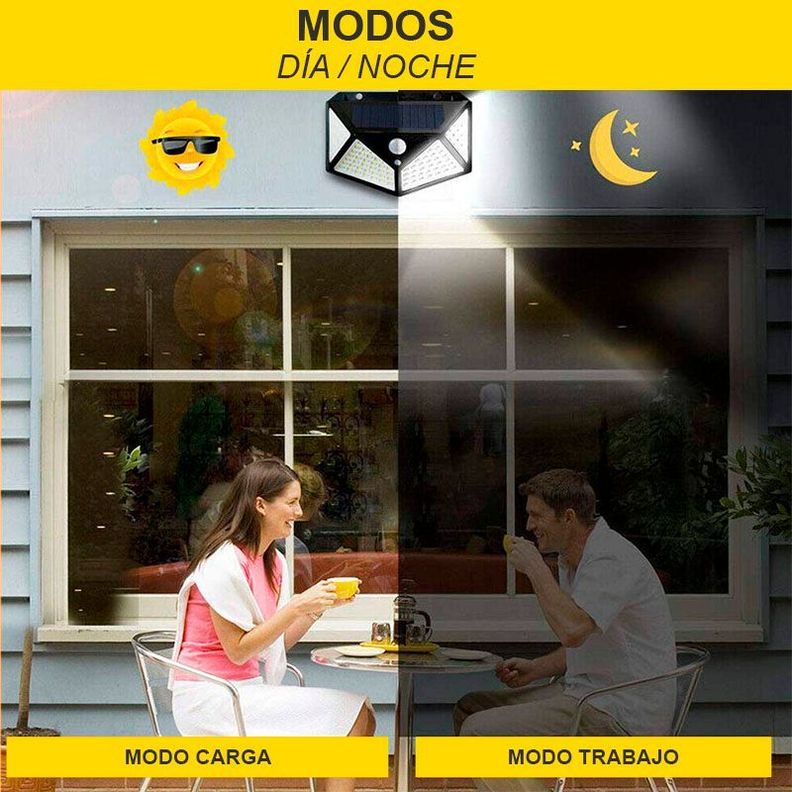 Focos Solar 100 Led Con sensor de Movimiento-2