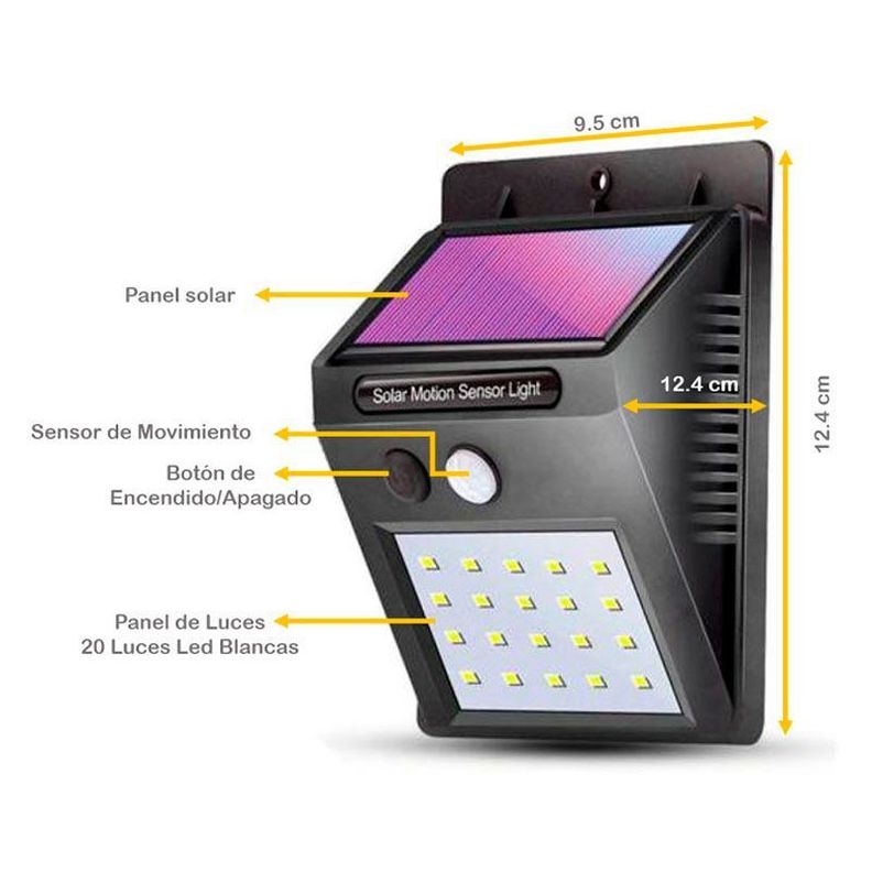 Foco Solar 20 Led Con sensor de Movimiento-1
