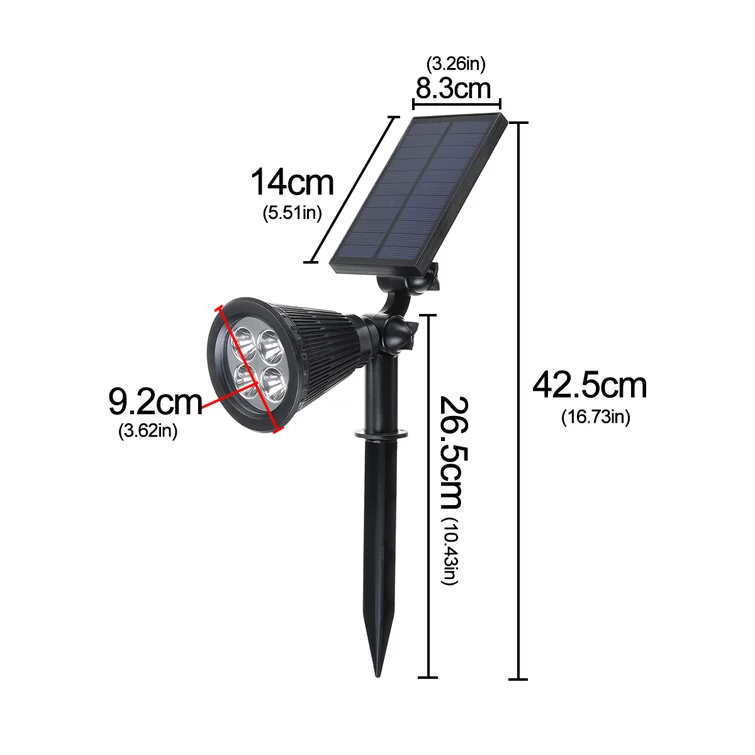 Foco Solar Farol Led con Panel Tipo Estaca y Pared-5