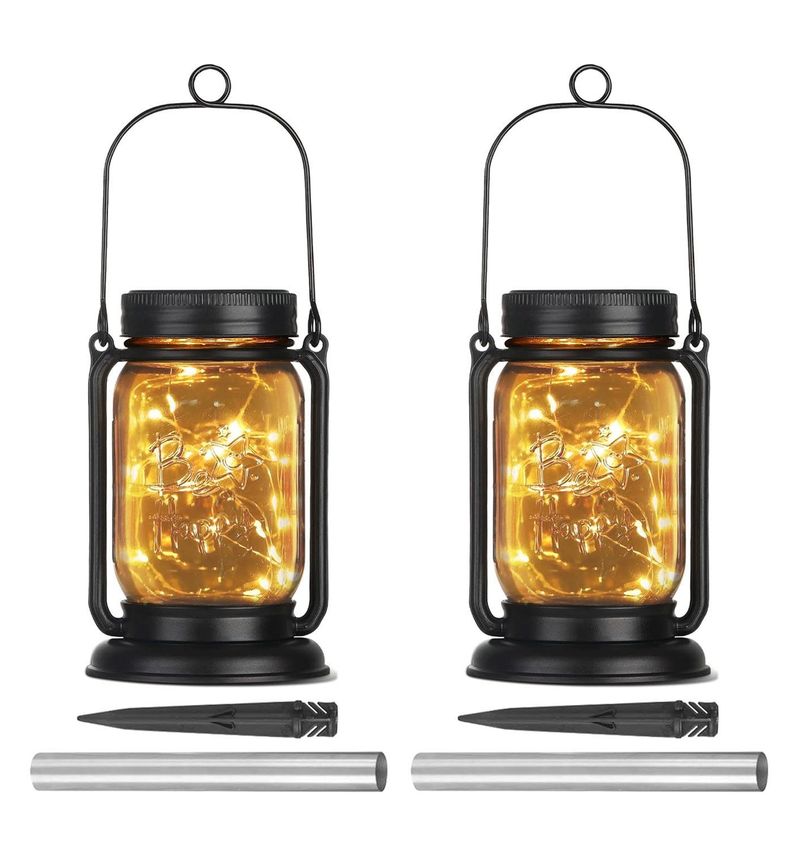 Farol y Estaca Solar Led Para Jardín Luz Hada Cálida Pack x2-0