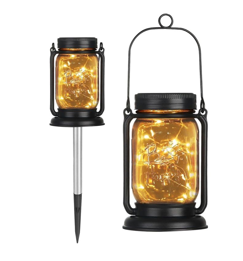 Farol y Estaca Solar Led Para Jardín Luz Hada Cálida Pack x2-1