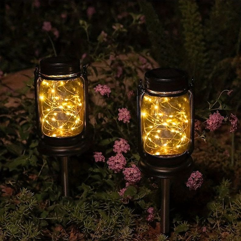Farol y Estaca Solar Led Para Jardín Luz Hada Cálida Pack x2-5