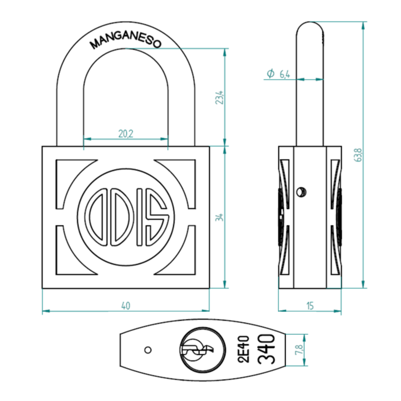 Candado Odis 340 40mm - Bronce Forjado-2