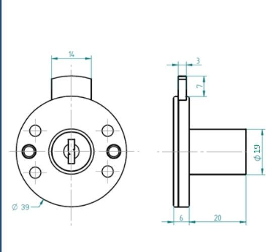 Cerradura Muebles Para Cajón 2230-1920-3