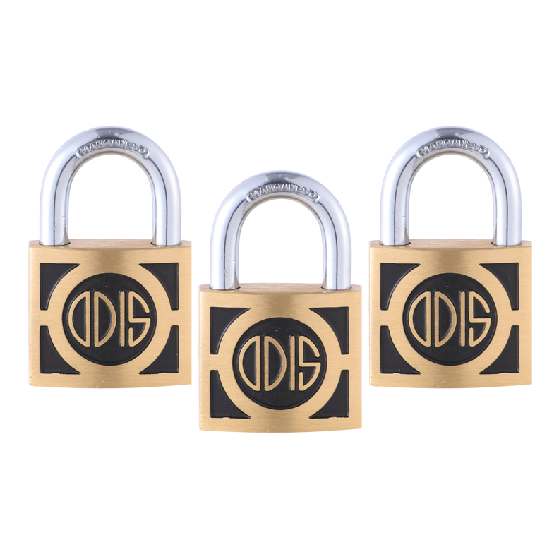 Pack 3 Candados Odis 350 50mm - Llaves Iguales Dorado