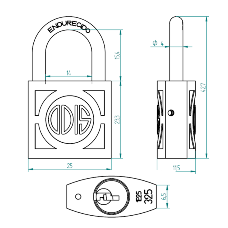 Candado Odis 325 25mm - Bronce Forjado-2