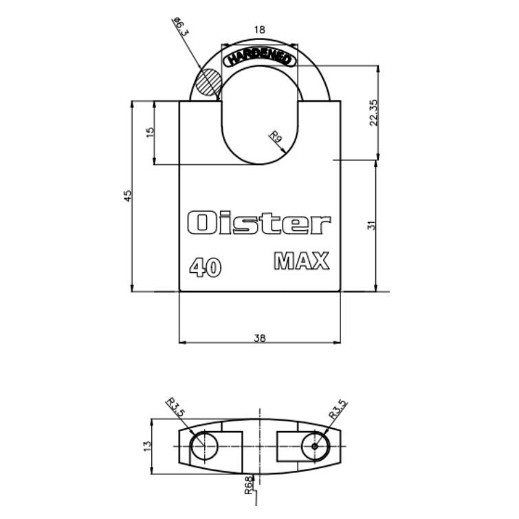 Candado Oister MAX Hombros 40mm-1