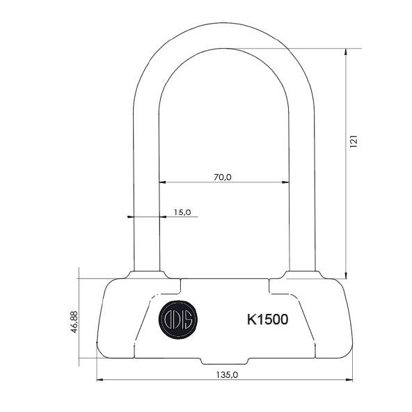 Candado Bicicleta U Lock Odis K1500 15x185mm Negro Azul Llave Mapa-2