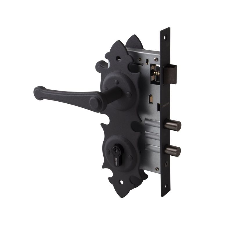 Cerradura Embutir Con Placa Oister Trancura Manilla Interior - Negro-0