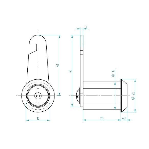 Cerradura Muebles Odis Puerta 2102-1925 Plata-3