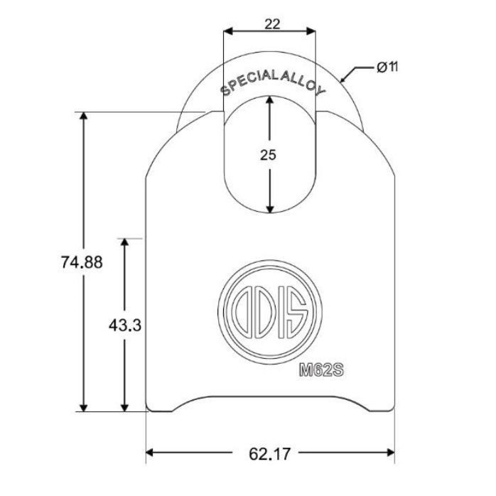 Candado Odis M62SC 62mm Combinación Hombros - Negro-2