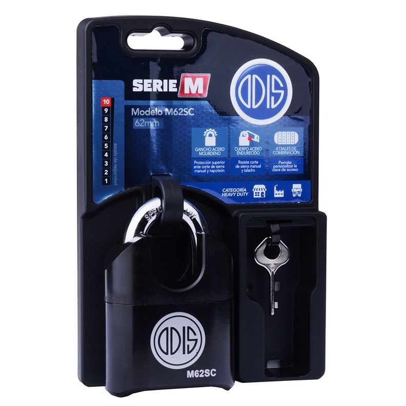 Candado Odis M62SC 62mm Combinación Hombros - Negro-3