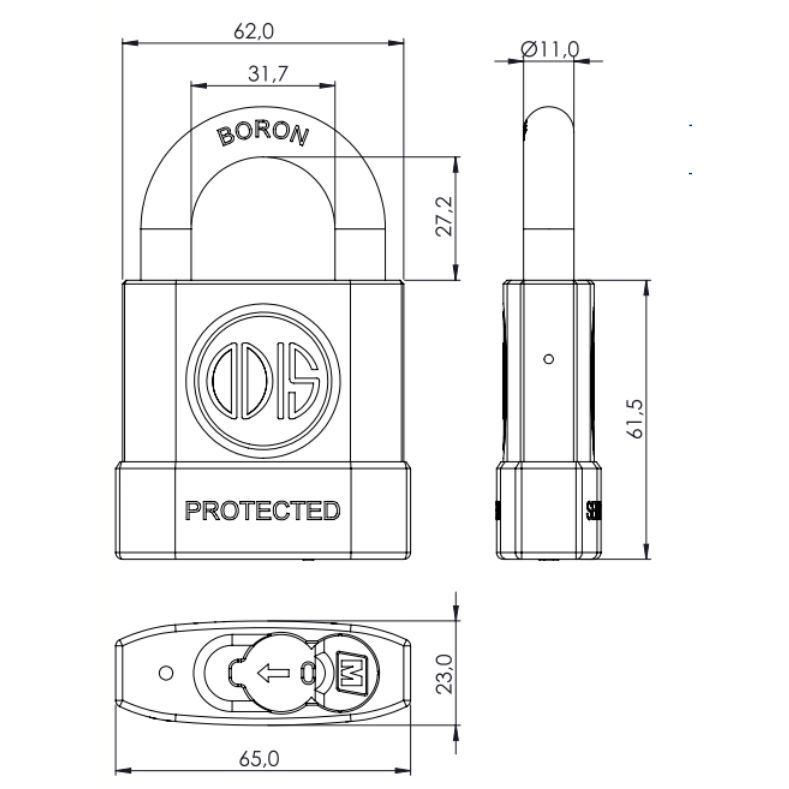 Candado Odis M60 Protected 63mm - Negro-1