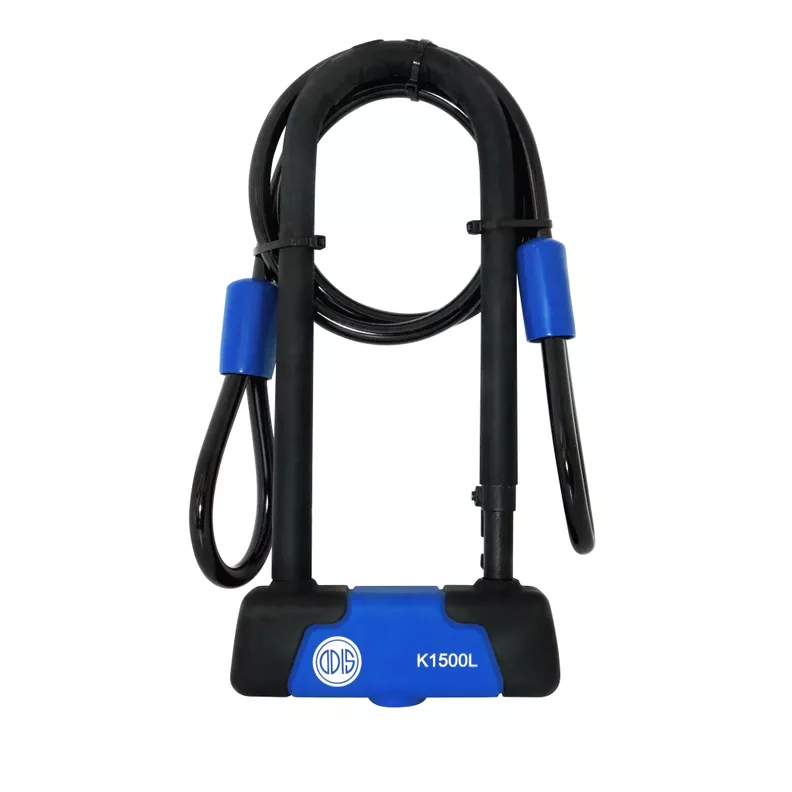 Pack Odis Bike: Candado Bicicleta U Lock K1500L + Cable 10mx1,2m Azul