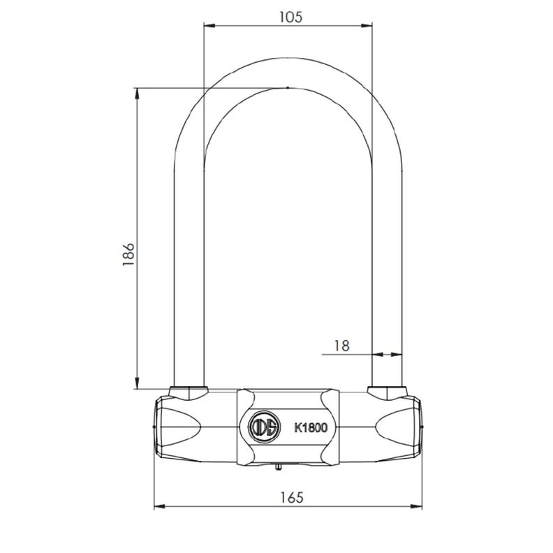 Candado Bicicleta U Lock Odis K1800 18x186mm Grafito Llave Disco-1