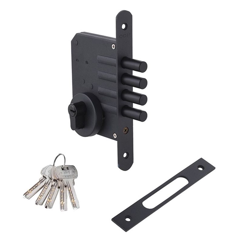 Cerrojo Embutir Odis 600 Llave-Llave - Negro-1