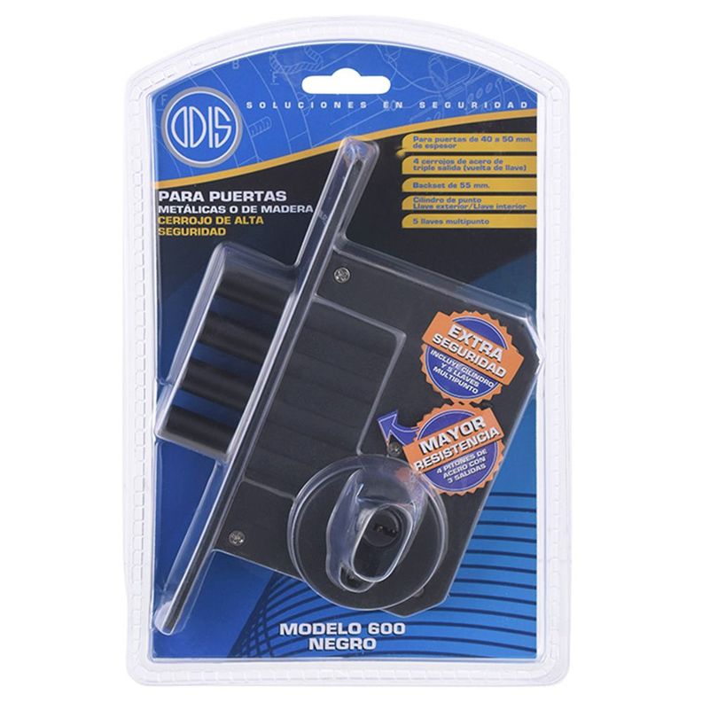 Cerrojo Embutir Odis 600 Llave-Llave - Negro-6