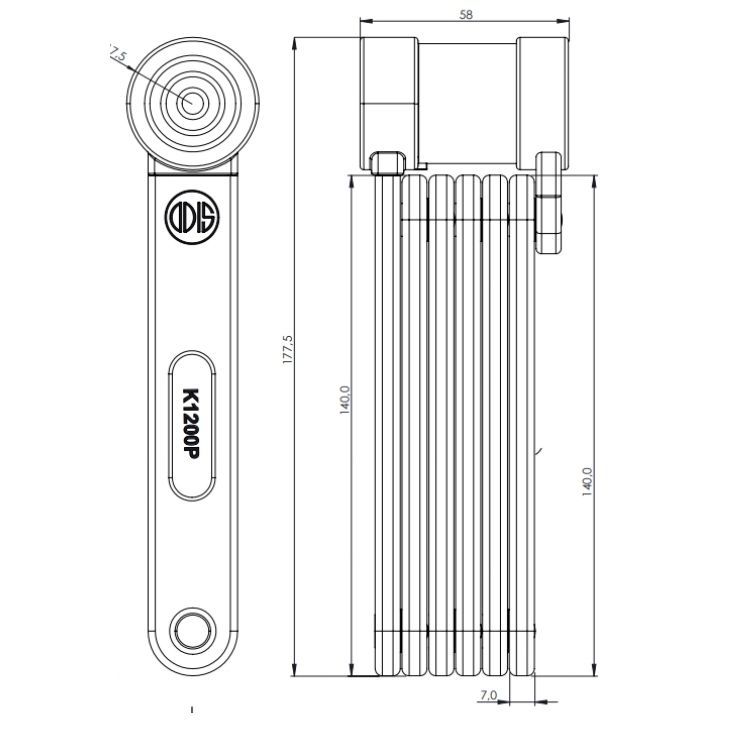 Candado Bicicleta Plegable Odis K1200P - Llave Mapa-2