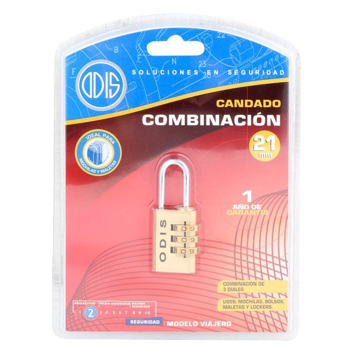Candado Combinación Odis 21mm 3 Diales Maleta Casillero-4