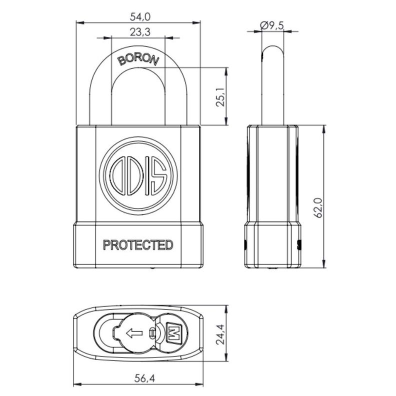 Candado Odis M50 Protected 54mm - Negro-1