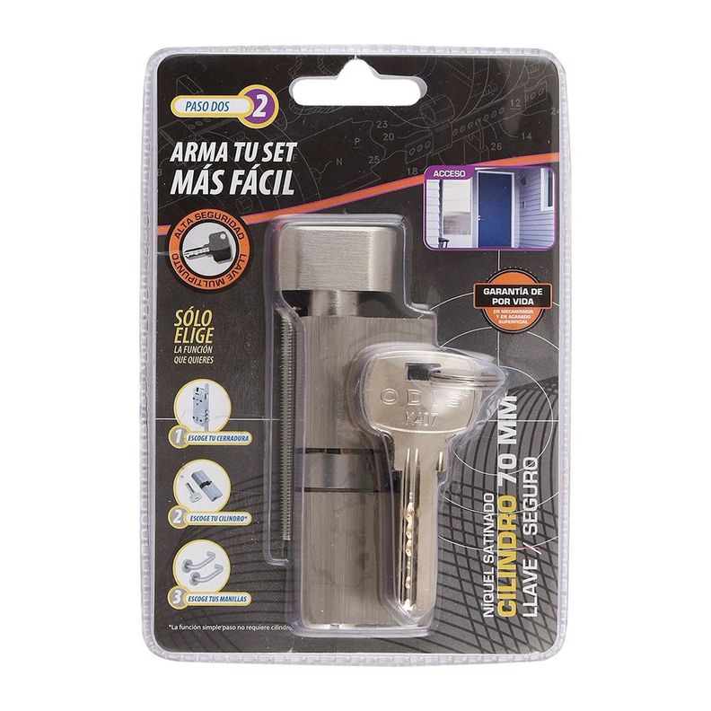 Cilindro Odis Llave-Seguro Punto 70mm (35-35) 6 Combinaciones Plata-6