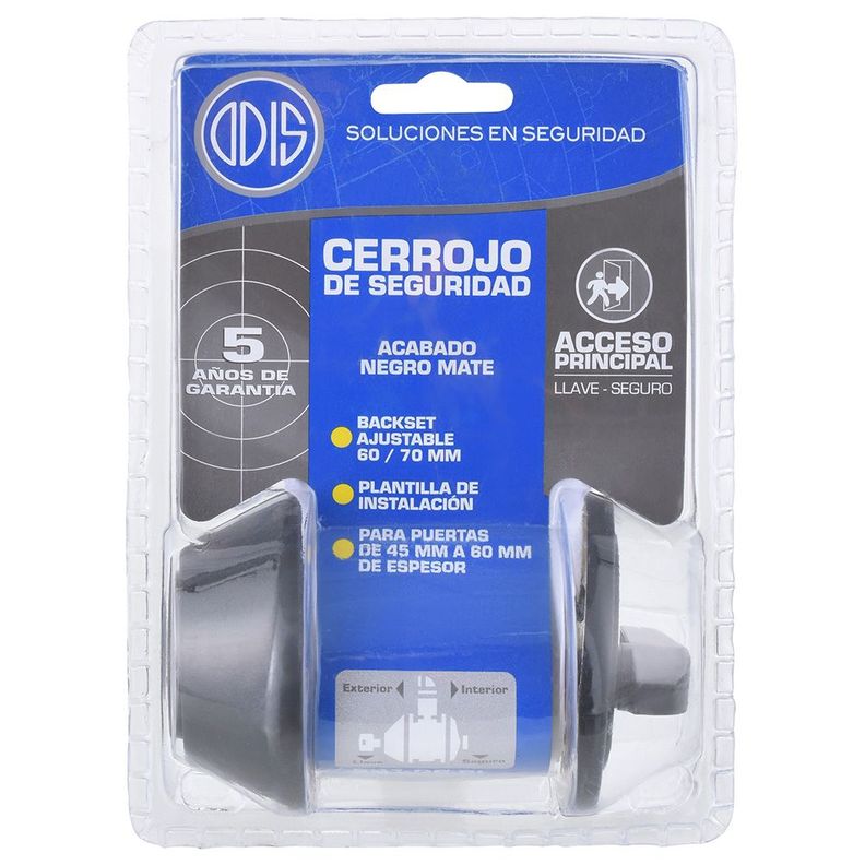 Cerrojo Cilíndrico Odis 501 Llave-Seguro - Negro-5