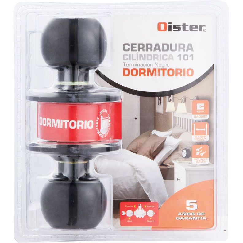 Cerradura Cilíndrica Oister 101 Dormitorio Negro-7