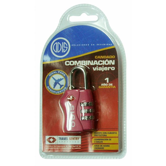 Candado Odis TSA Maleta Viaje 33mm Combinación - Rosado-2
