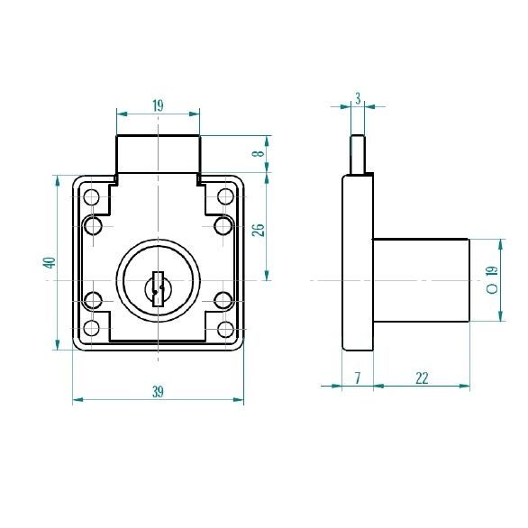 Cerradura Muebles Odis Cajones 2238-1922 Plata-1