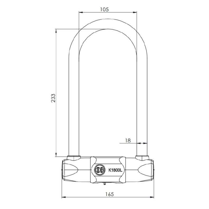 Candado Bicicleta U Lock Odis K1800L 18x233mm Llave Disco-1