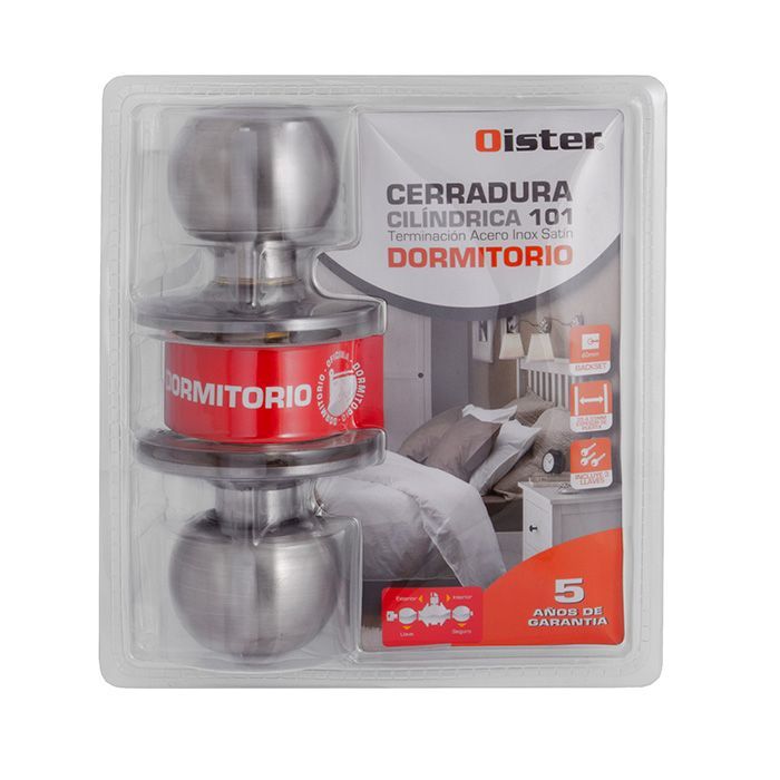 Cerradura Cilíndrica Oister 101 Dormitorio - Plata Satin-6