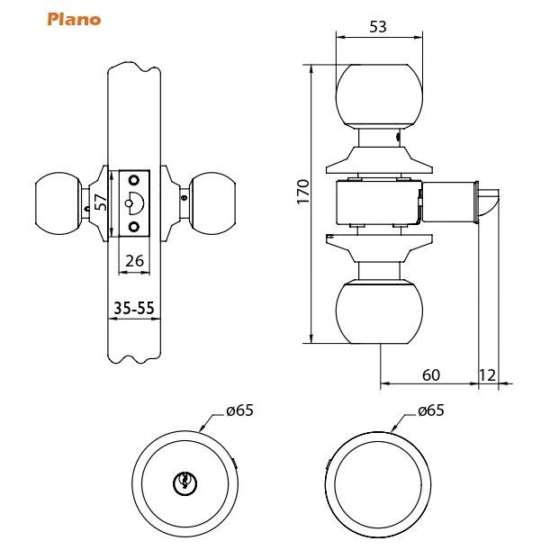 Cerradura Cilíndrica Oister 101 Dormitorio - Plata Satin-3