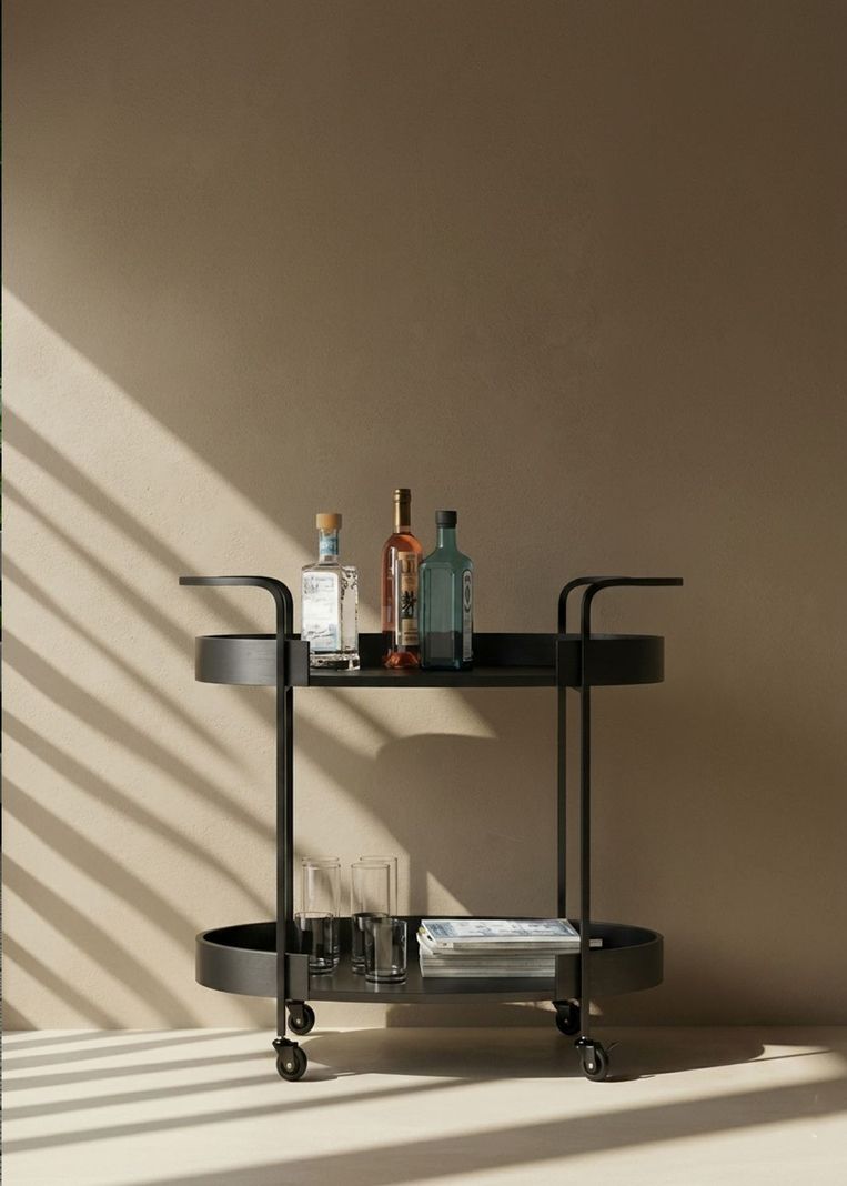 Carro Bar Metálico Larisa Negro 81x87x44 Hecho a Mano