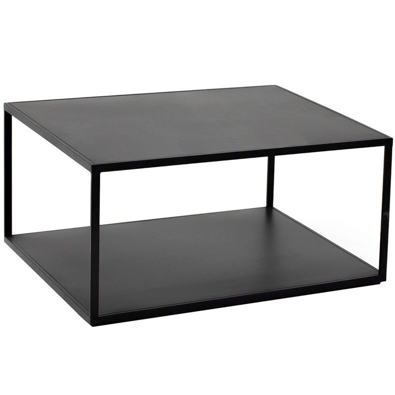 Mesa de Centro Kolding Metalica Negra 80x80x45 cm Hecho a Mano Negro Mate