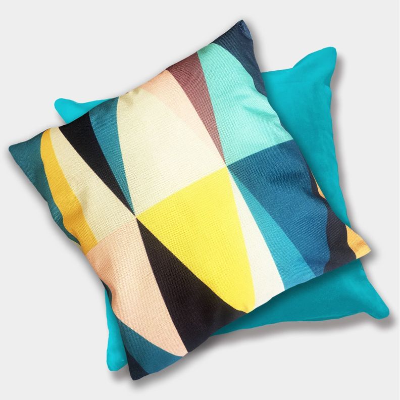 Cojín Multicolor Geométrico Lino -1