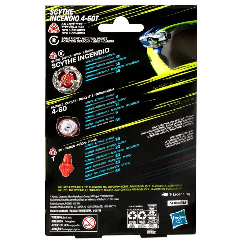 Trompo Beyblade X Kit Inicial Scythe Incendio 4-60T-3