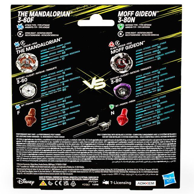 Trompo Beyblade X Star Wars The Mandalorian 3-60F vs. Moff Gideon 3-80N-3